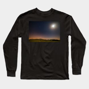 The moon and stars over Pen y Fan and Corn Du Long Sleeve T-Shirt